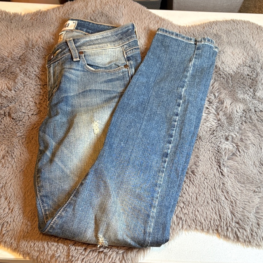 PAIGE Classic Distressed Skinny Jeans
